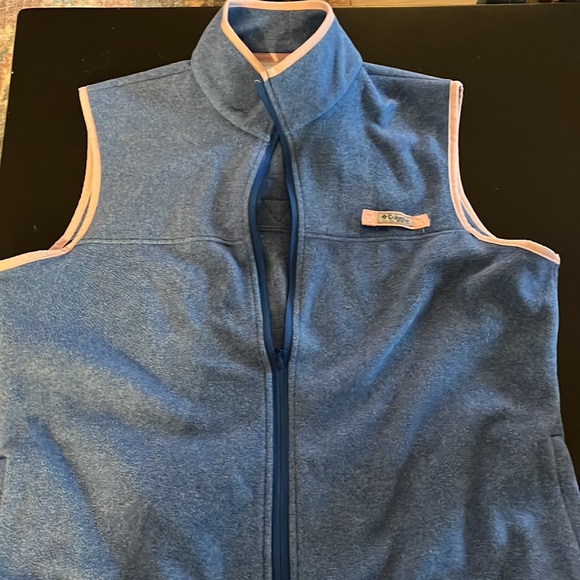 Women’s Columbia PFG Vest-Blue Fleece with pink trim-size XL - Picture 2 of 3